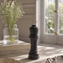 Sleek black polyresin queen chess ornament measuring 10 x 10 x 26cm high