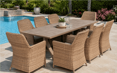 Raffles Outdoor Dining Table - Natural 2200 at Online8 Furniture Auckland NZ