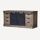 Railway Farmhouse Buffet Table with Metal Sliding Doors at Online8 Furniture Auckland NZ