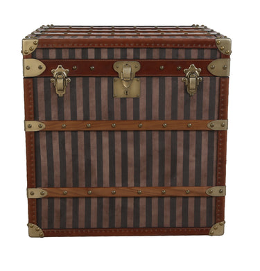 Rare Brass Bound Striped Square Trunk at Online8 Furniture Auckland NZ