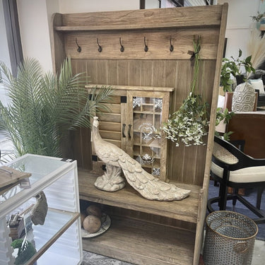 Farmhouse Reclaimed Hall Tree Coat Rack with Bench at Online8 Furniture Auckland NZ