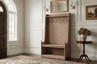 Farmhouse Reclaimed Hall Tree Coat Rack with Bench at Online8 Furniture Auckland NZ