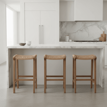 Reclaimed Oak & Rattan Counter Stool at Online8 Furniture Auckland NZ