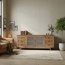 Reclaimed Oak Sideboard with Glass Doors at Online8 Furniture Auckland NZ