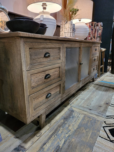 Reclaimed Oak Sideboard with Glass Doors at Online8 Furniture Auckland NZ