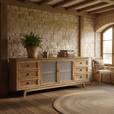 Reclaimed Oak Sideboard with Glass Doors at Online8 Furniture Auckland NZ