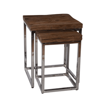 Reclaimed Teak Side Table - Set of 2 at Online8 Furniture Auckland NZ