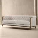 Cream Regal suite in stain-resistant performance fabric with classic button tufting