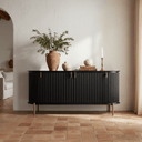 Regency Curved Buffet Table | Black & Brass at Online8 Furniture Auckland NZ