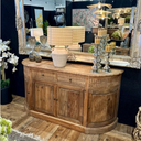 Regency Curved Sideboard - Old Elm & Pine Wood Buffet at Online8 Furniture Auckland NZ