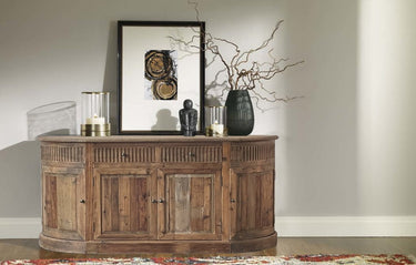 Regency Curved Sideboard - Old Elm & Pine Wood Buffet at Online8 Furniture Auckland NZ