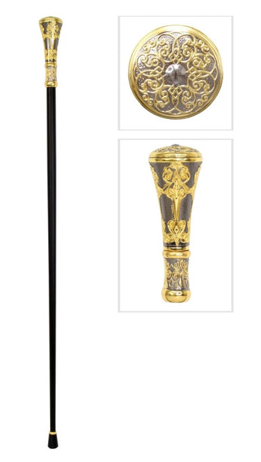 Regent Metal Walking Stick - Ornated Gold at Online8 Furniture Auckland NZ