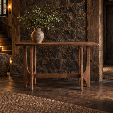 Palm Spring Console 120cm Wood Top in walnut rubber wood, alternate view