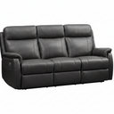 Roberto 3 Seater Leather Recliner Sofa in genuine thick black and grey leather