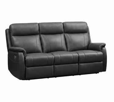 Roberto 3 Seater Leather Recliner Sofa in genuine thick black and grey leather