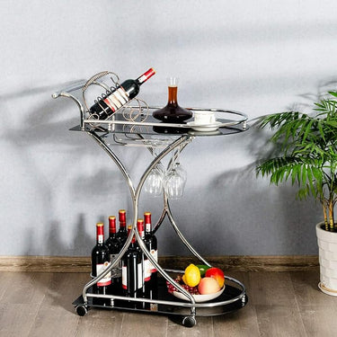 Rolling Bar Cart with Stemware Rack at Online8 Furniture Auckland NZ
