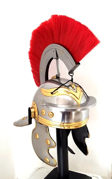 Roman Knight Helmet with Red Hair Plume at Online8 Furniture Auckland NZ