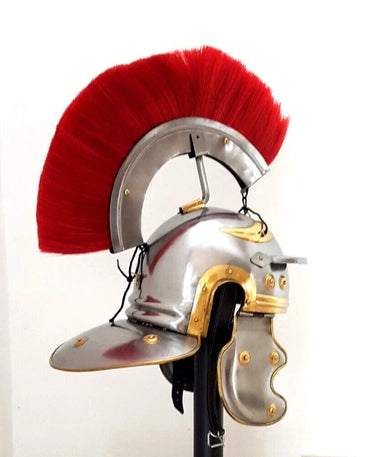 Roman Knight Helmet with Red Hair Plume at Online8 Furniture Auckland NZ