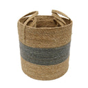 Round Cylinder Stipe Basket With Handle - Set of 3 at Online8 Furniture Auckland NZ