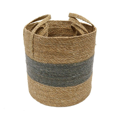 Round Cylinder Stipe Basket With Handle - Set of 3 at Online8 Furniture Auckland NZ