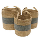 Round Cylinder Stipe Basket With Handle - Set of 3 at Online8 Furniture Auckland NZ