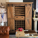 Rustic Reclaimed Pine Bar & Wine Unit with Sliding Doors at Online8 Furniture Auckland NZ