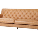 Rutherford Distressed Leather 3 Seater Sofa, 200 x 84 x 84cm on solid oak brass-castor legs