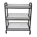 Samui Bar Cart - Black and Faux White Marble at Online8 Furniture Auckland NZ