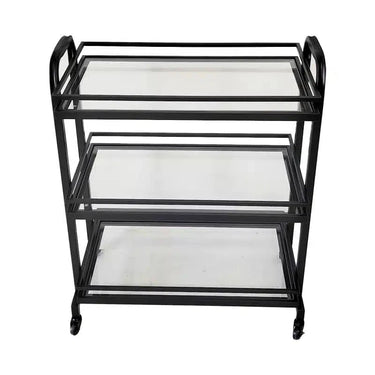 Samui Bar Cart - Black Iron & Glass at Online8 Furniture Auckland NZ