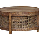 Santorini Elm & Rattan round Coffee Table at Online8 Furniture Auckland NZ