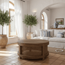 Santorini Elm & Rattan round Coffee Table at Online8 Furniture Auckland NZ