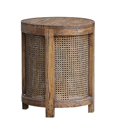 Santorini Elm & Rattan Round Side Table at Online8 Furniture Auckland NZ