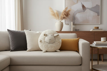 Sheep Round cushion - Ivory at Online8 Furniture Auckland NZ