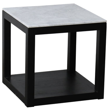 Side Table Marble Top - Black Oak Base at Online8 Furniture Auckland NZ