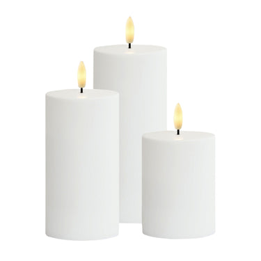 SIRIUS Sille SOLAR S/3 Candles D75 - White at Online8 Furniture Auckland NZ