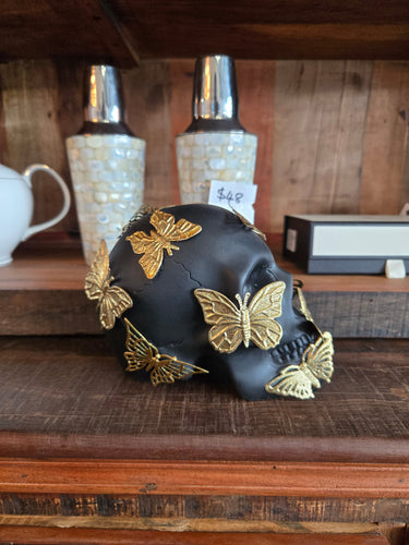 Skull with Metal Butterflies at Online8 Furniture Auckland NZ
