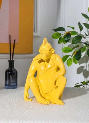 Smokin'Mo Yellow Ape Statue at Online8 Furniture Auckland NZ