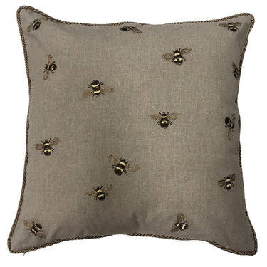 Snugg+Co Cushion Cover - Natural Chambery W/Bees at Online8 Furniture Auckland NZ