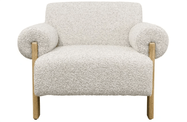 Sophie Linen & Oak Accent Chair - Grey Fleck at Online8 Furniture Auckland NZ