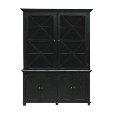 Sorrento Large Glass Door Hamptons Cabinet Black at Online8 Furniture Auckland NZ