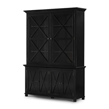 Sorrento Large Glass Door Hamptons Cabinet Black at Online8 Furniture Auckland NZ