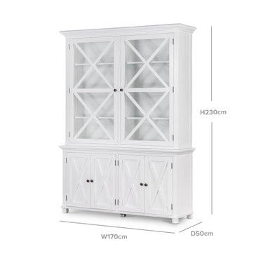 Sorrento Large Glass Door Hamptons Cabinet White at Online8 Furniture Auckland NZ