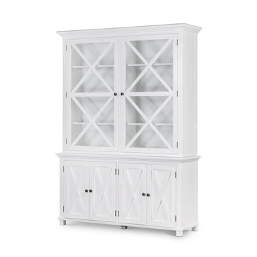 Sorrento Large Glass Door Hamptons Cabinet White at Online8 Furniture Auckland NZ