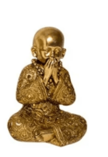 Speak No Evil Boy Monk Statue - Gold at Online8 Furniture Auckland NZ