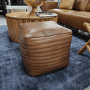 Square Buffalo Leather Pouf | Ottoman at Online8 Furniture Auckland NZ