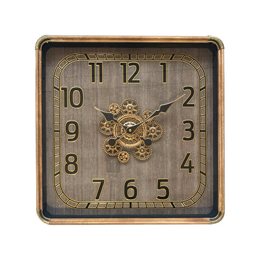 Square Gear Clock - Antique Gold at Online8 Furniture Auckland NZ