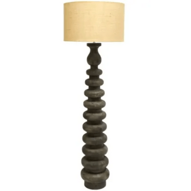 Stacked Wooden Floor Lamp - Walnut/Jute Shad at Online8 Furniture Auckland NZ