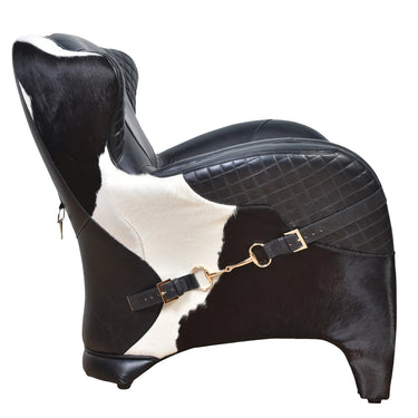 Stallion Black Leather Saddle Armchair at Online8 Furniture Auckland NZ