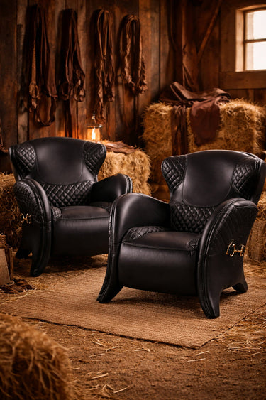 Stallion Leather Armchair - Belon Black at Online8 Furniture Auckland NZ