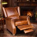 Stratford Aged Leather Recliner Chair - Cognac at Online8 Furniture Auckland NZ